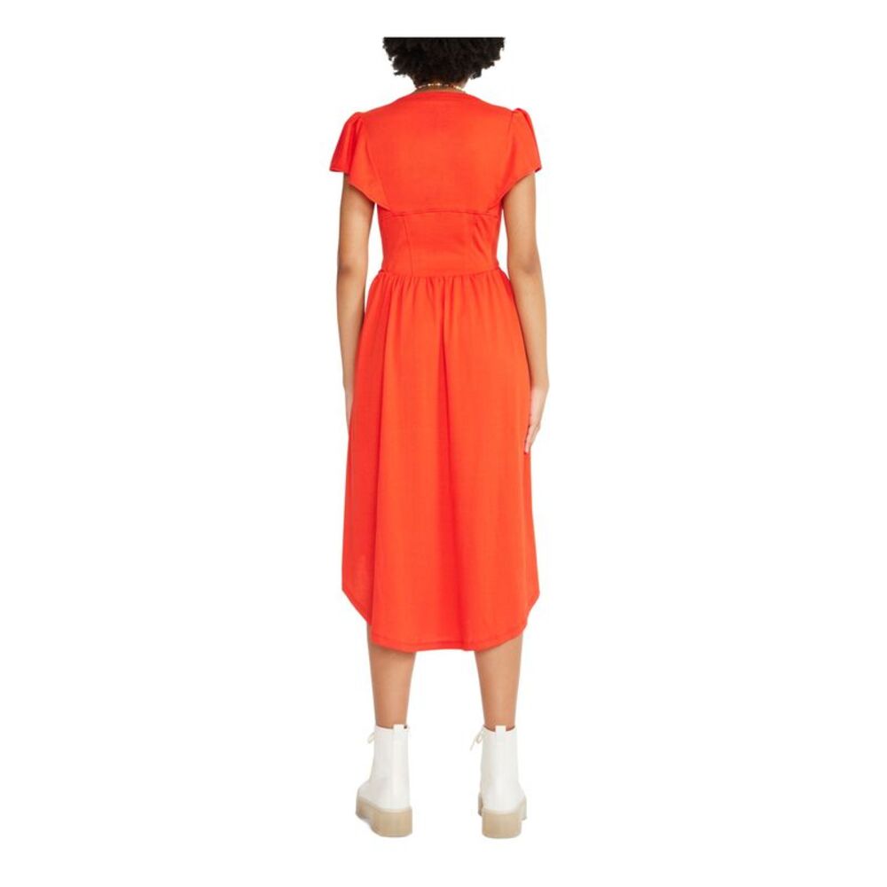 BETSEY JOHNSON Womens Orange Front Hook Eye Closure Corset Midi Dress M - Picture 2 of 4